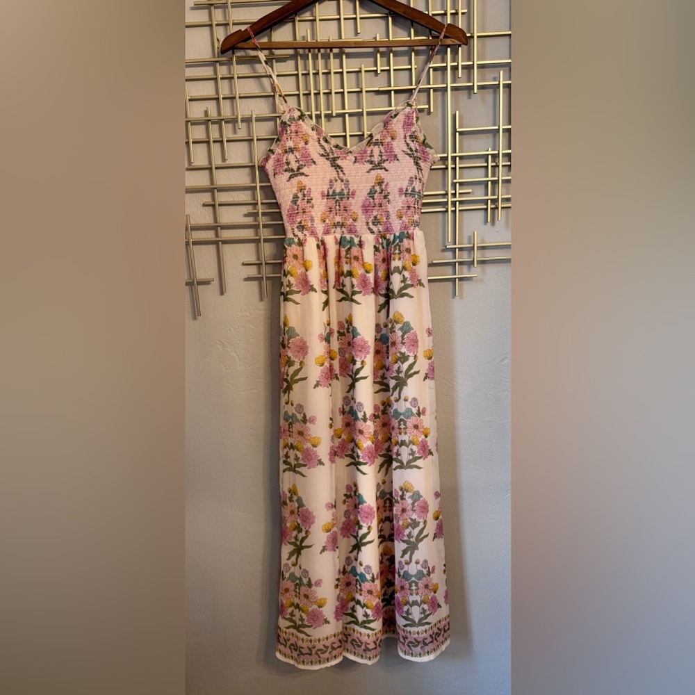 Patrons of Peace Floral Smocked Midi Dress Boho Cottagecore NWT XS